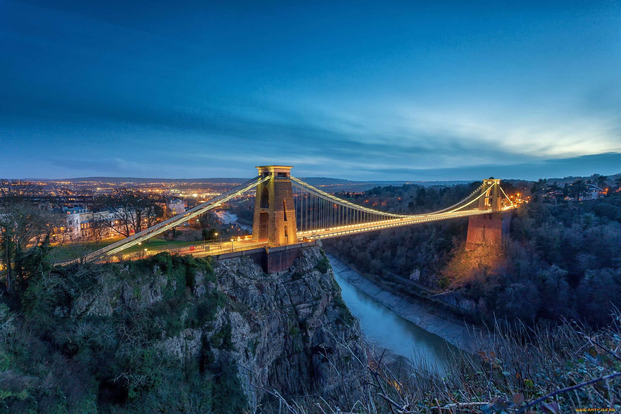 clifton suspension bridge dusk, , - , 